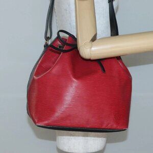 LOUIS VUITTON Epi Petit Noe Shoulder Bag Bicolor Black Red M44017 LV Auth 141440